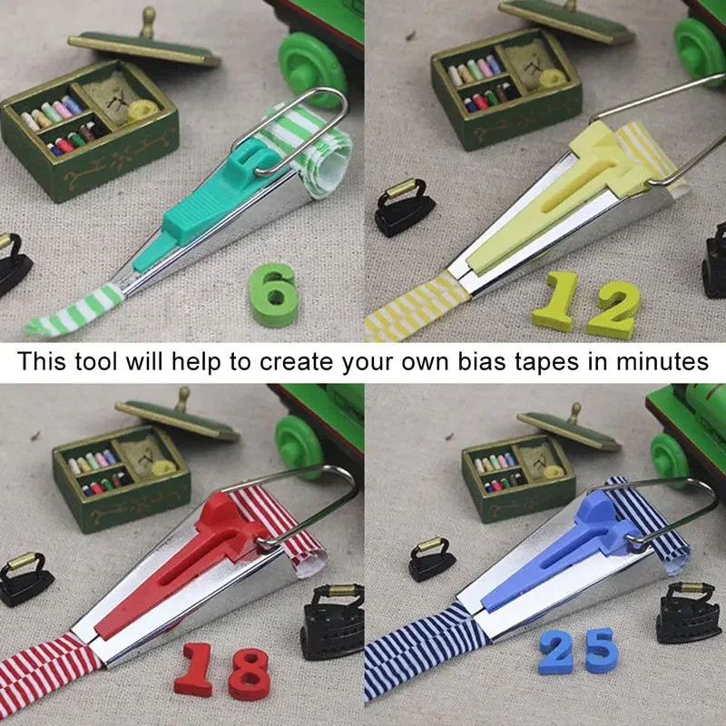 1PC DIY Fabric Bias Tape Maker Tool Sewing Quilting Bias Binding Maker Tape 6/9/12/18/25mm for DIY Sewing Quilting Binding Tool