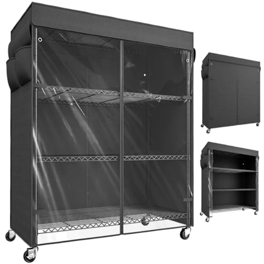 

4-ярусные металлические стеллажи для хранения с крышкой и колесами, усиленные, для общежития, гаража, кладовой, кухни, 36 дюймов (ширина) x 14,3 дюйма (глубина)