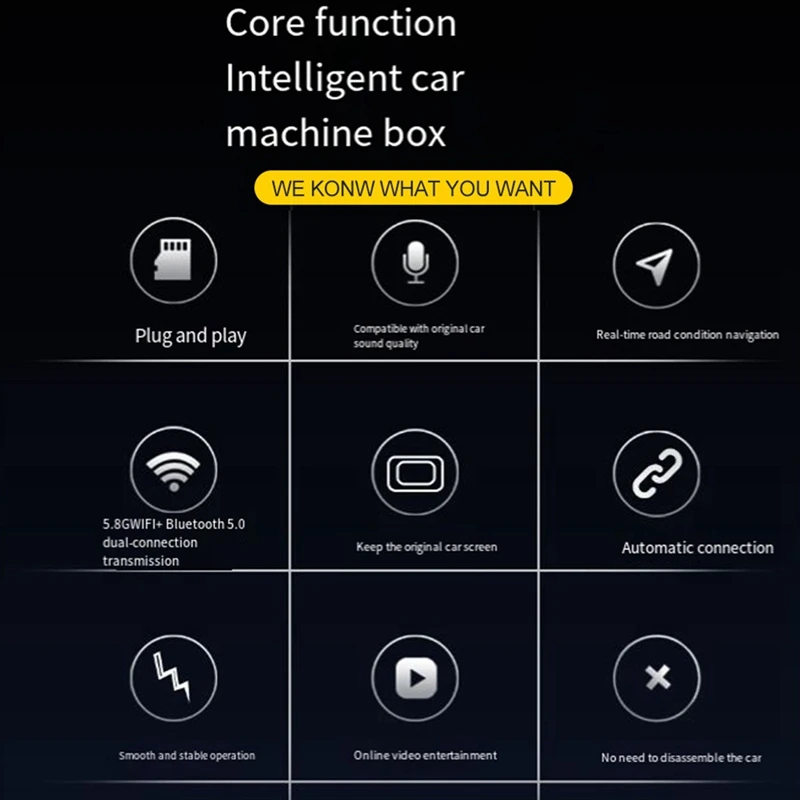 محول سيارة لاسلكي للايفون ، وصلة ذكية USB ، مشغل وسائط الملاحة ، محول سيارة Mirrorlink ، iPhone