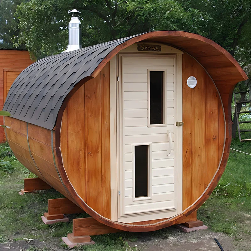 Wholesale supply of red cedar steam sauna room outdoor bucket sauna room panoramic window