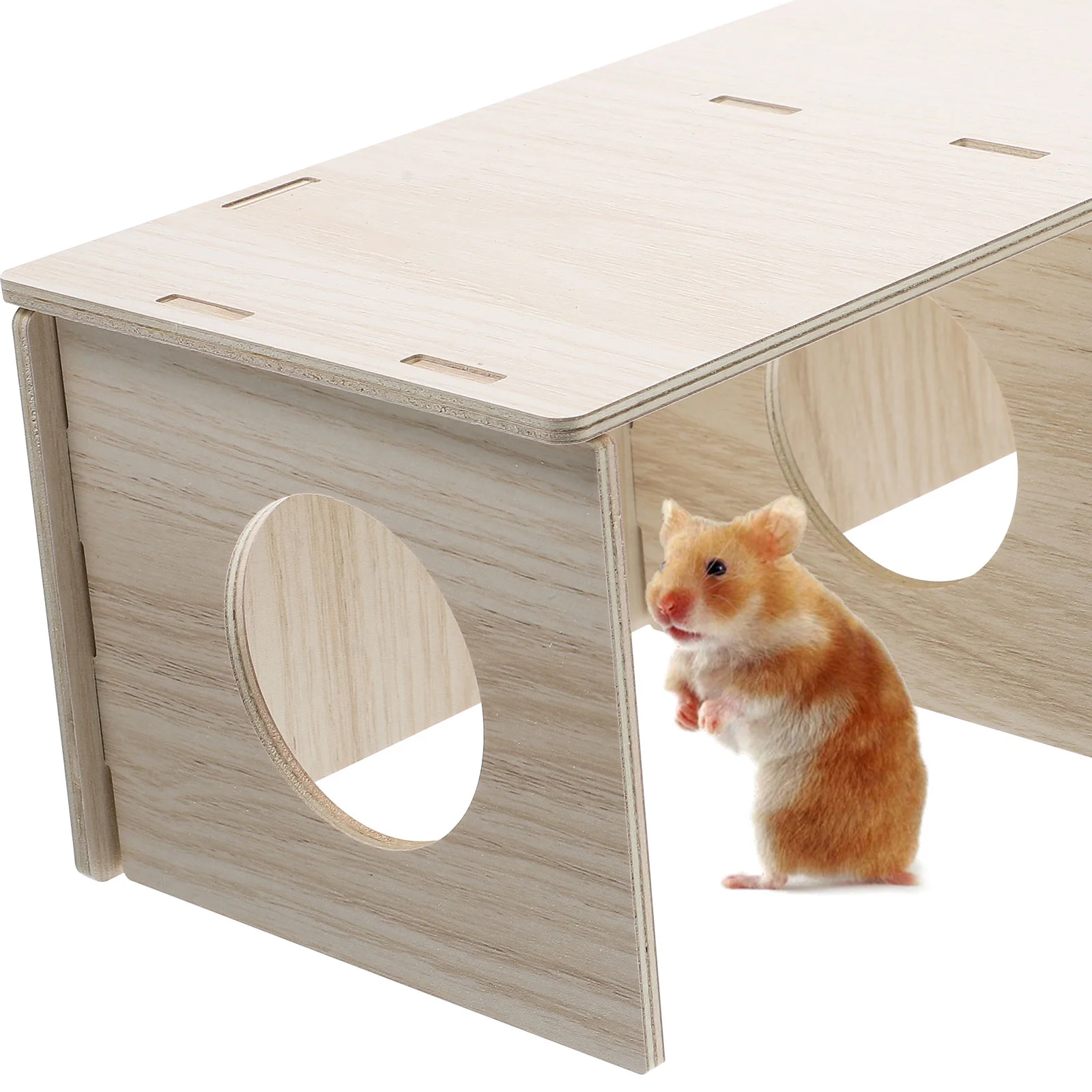 Casa de madeira maciça para hamster, cobaia, habitat, cabine, brinquedo, decoração, esconder plataforma