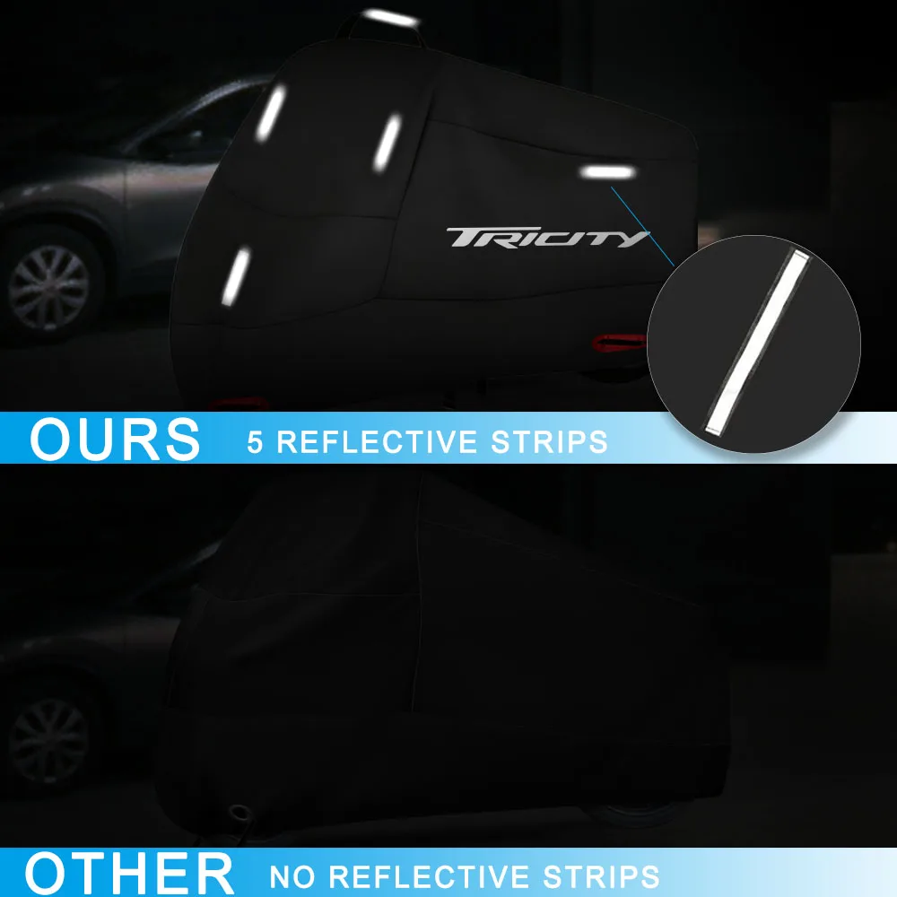 Motorcycle Cover 300D Oxford Waterproof Outdoor Snow Dust UV Protection for Tricity 125 2014-2025 Tricity 155 2016-2025 4