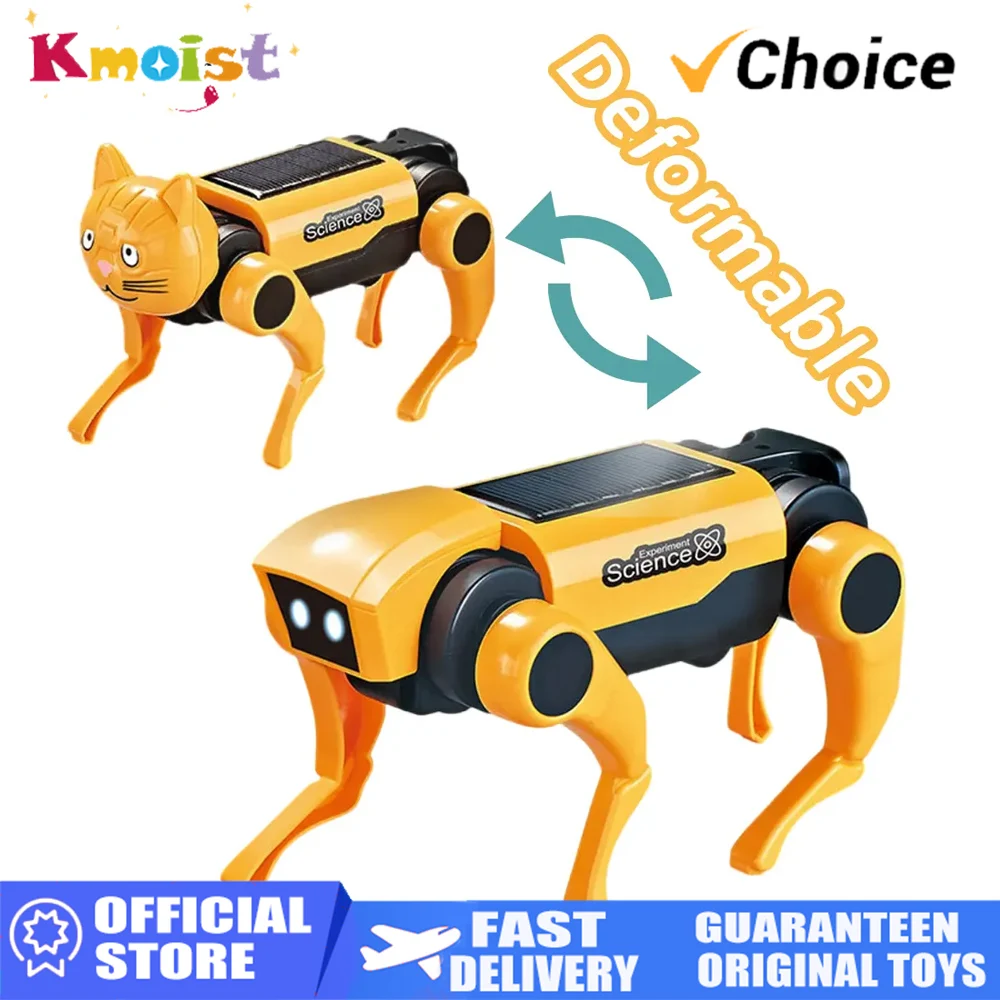Diy Assembled Solar Mechanical Dog Children's Science and Education Electric Mechanical Cat Combination Educational Toys for Kid