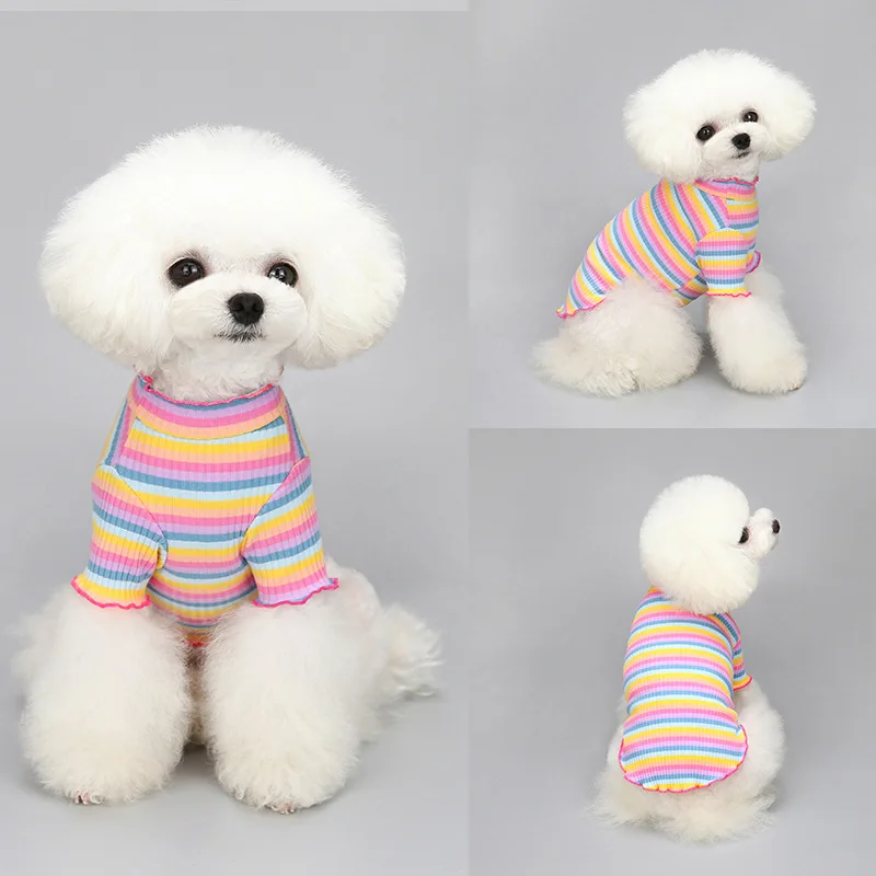 Sweatshirt Pets Dogs Clothes for Small Dog Cat Clothing Spring Summer Dogs Cats Rainbow Sweater Vest for Chihuahua Teddy Bulldog