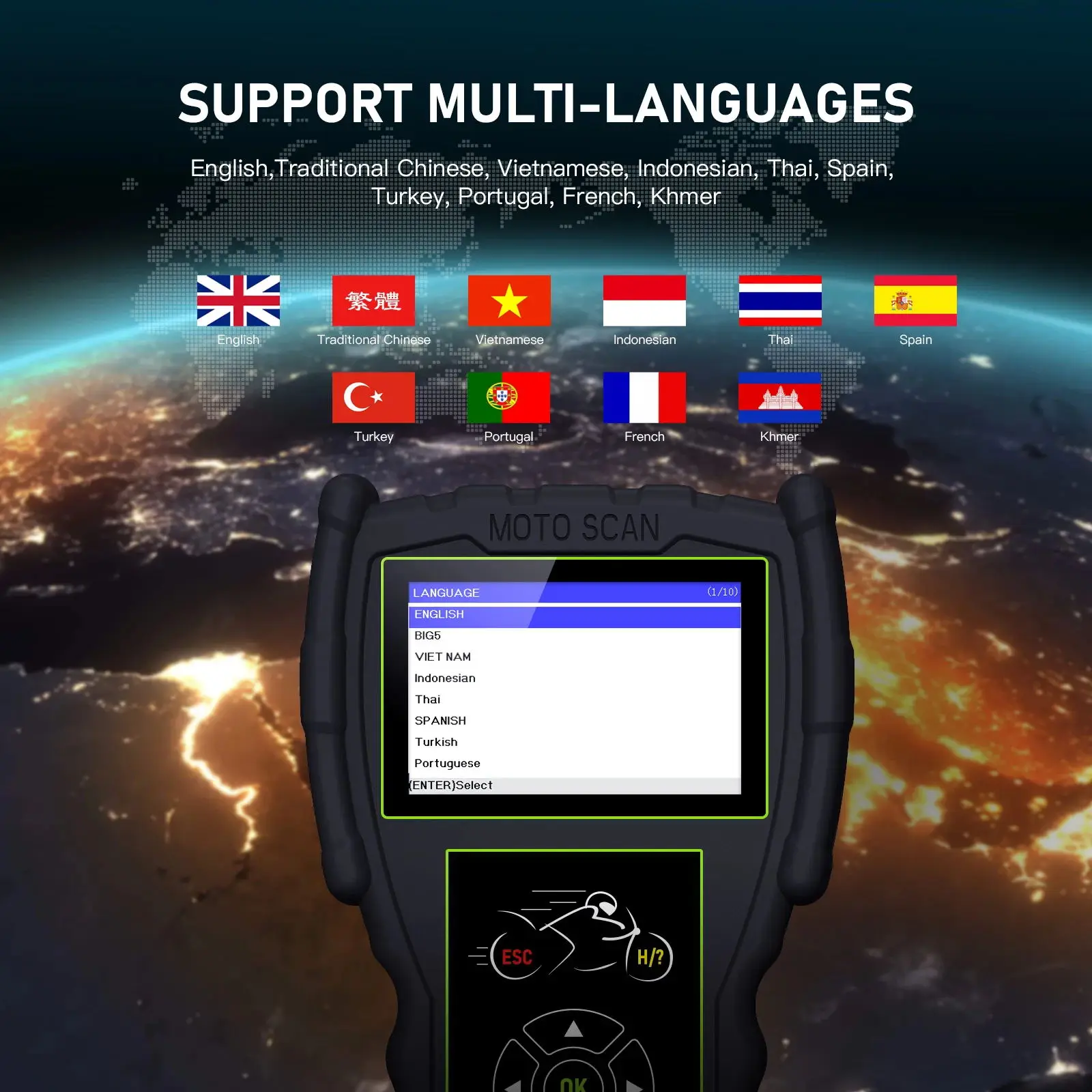 เครื่องสแกนวินิจฉัยมอเตอร์ไซค์ JDiag M100 Pro OBD2 เครื่องมือวินิจฉัยข้อบกพร่อง อ่านโค้ดมอเตอร์ไซค์ สำหรับ BMW Kawasaki Yamaha Suzuki KTM