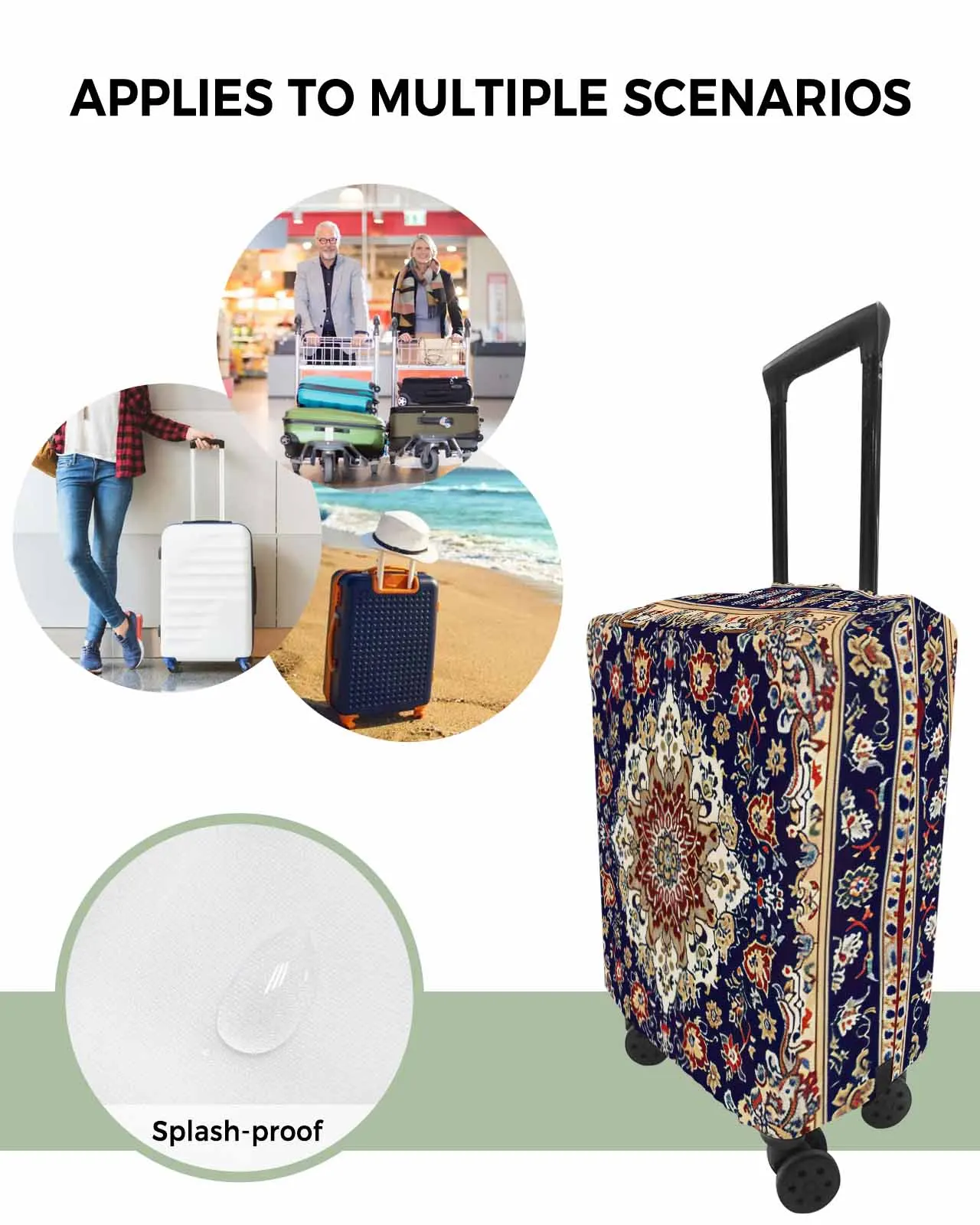 Floral Decorative Carpet Stripes Stretch Suitcase Protector Baggage Dust Case Cover For 18-32 Inch Travel