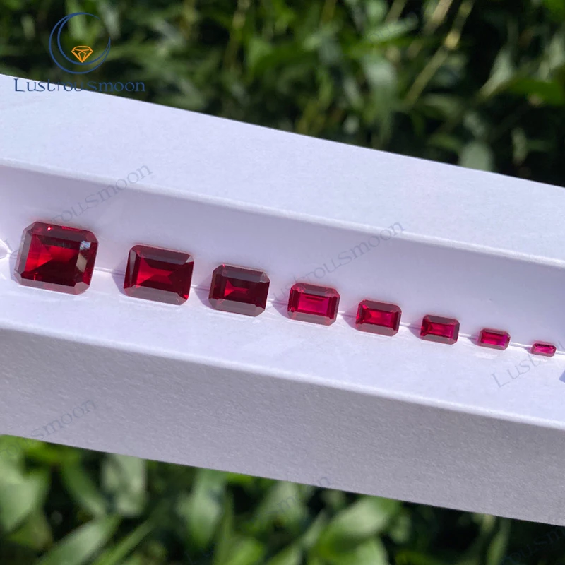 

AGL Certified Lab-Grown Ruby Pigeon Blood Color Emerald Cut Loose Gemstone with AGL Certificate Beads for Jewelry Making Custom