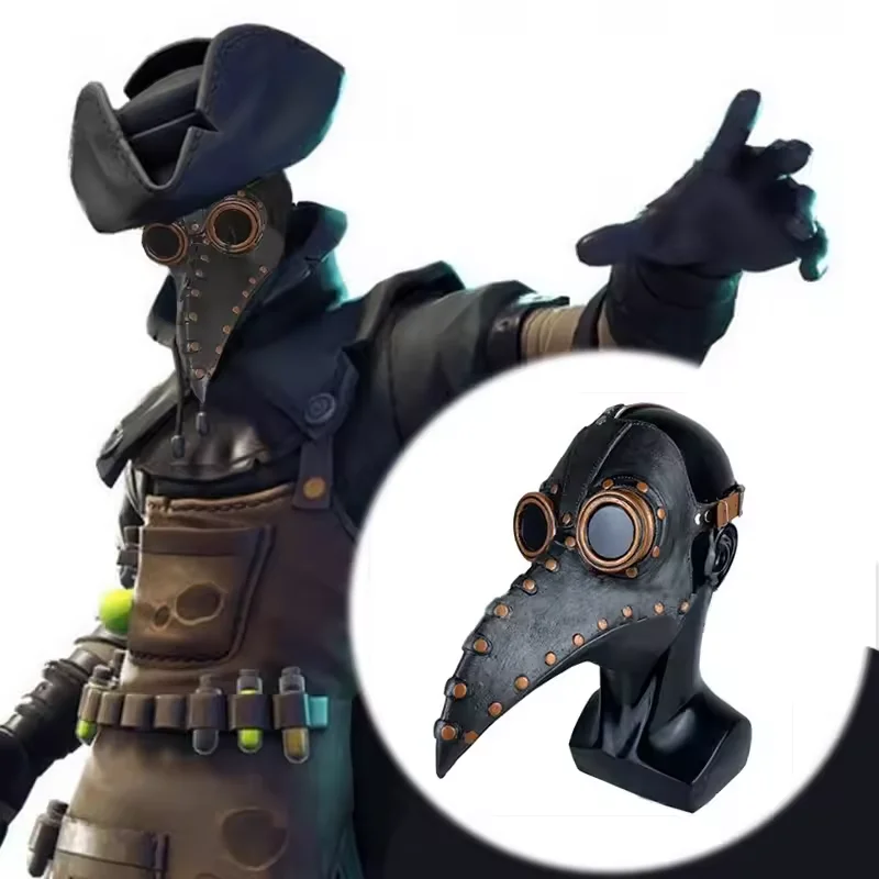 

Funny Medieval Steampunk Black Rubber Plague Doctor Bird Mask Latex Punk Cosplay Masks Beak Adult Halloween Event Cosplay Props