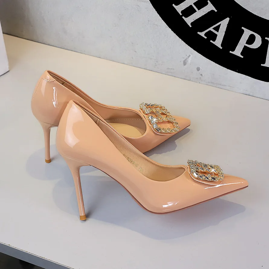 

BIGTREE, платье для выпускного вечера на высоком каблуке со стразами и пряжкой, женские туфли-лодочки на шпильке 10 см, модные шикарные туфли на высоком каблуке, неглубокие синие