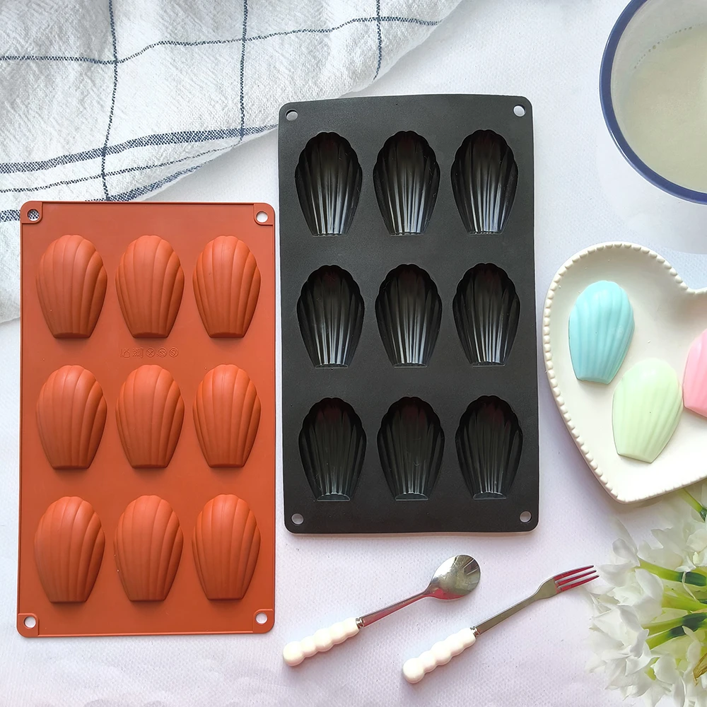 1/2Pcs  9 Cavity Madeline Mold Silicone Madeline Cookies Pan Nonstick Baking Pan for Make Madeleine Cookies Baking Tool