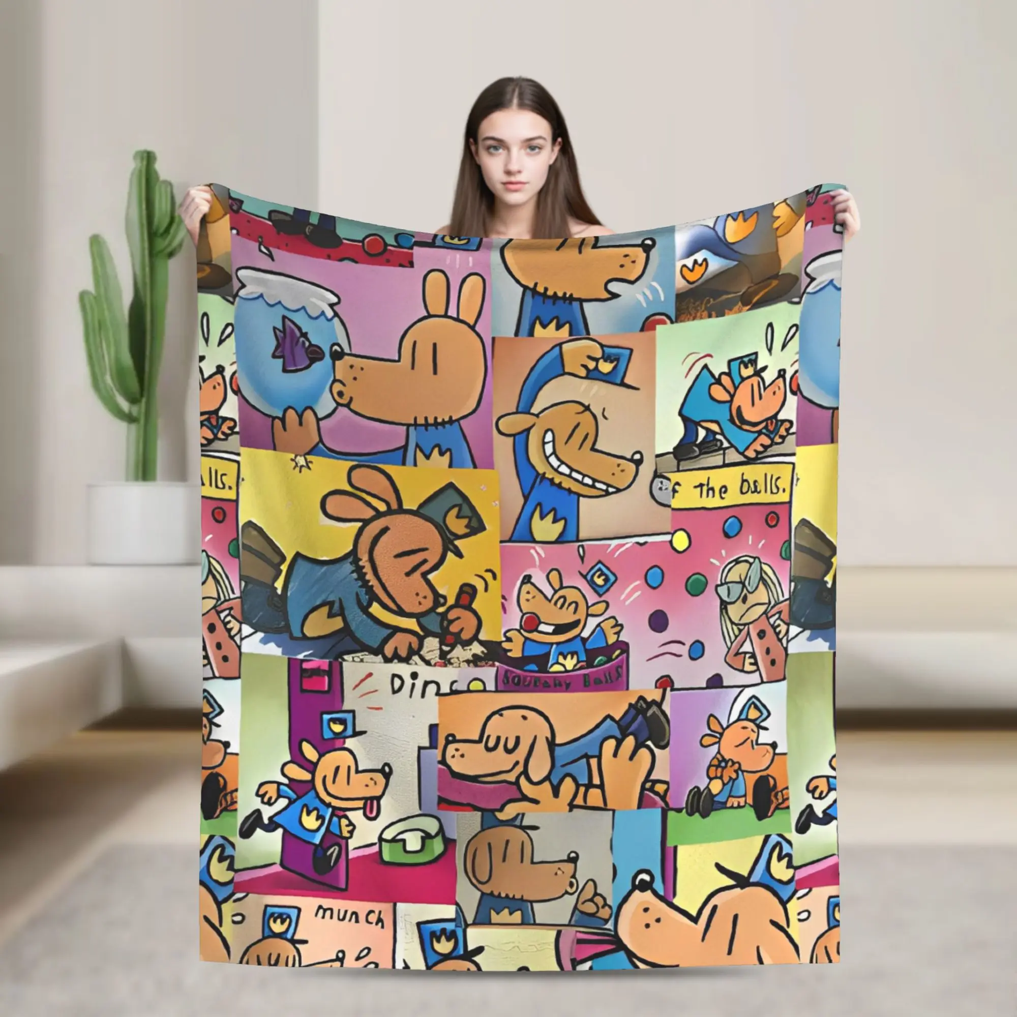 

Dog Man Dogman And Friend Micro Blankets Soft Warm Novelty Plush Throw Blanket For Bedroom Travel Flannel Bedspread Bed Cover