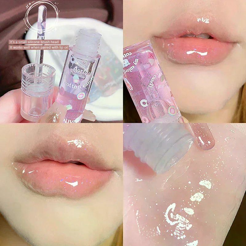 1/3Pcs Transparent Glitter Lip Gloss Set Clear Water Light Lip Glaze Moisturizer Color Changing Lip Oil Jelly Mirror Lipsticks