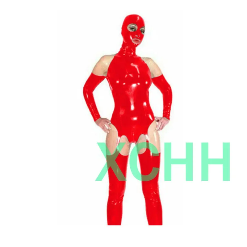 Sexy Natural Latex Woman Full Body Catsuit Women Rubber Bodysuit Jumpsuits with Hood Cosplay Customes