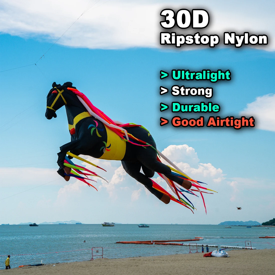 9KM 5m Horse Kite Line Laundry Pendant Soft Inflatable Show Kite for Kite Festival 30D Ripstop Nylon Fabric (Accept wholesale)