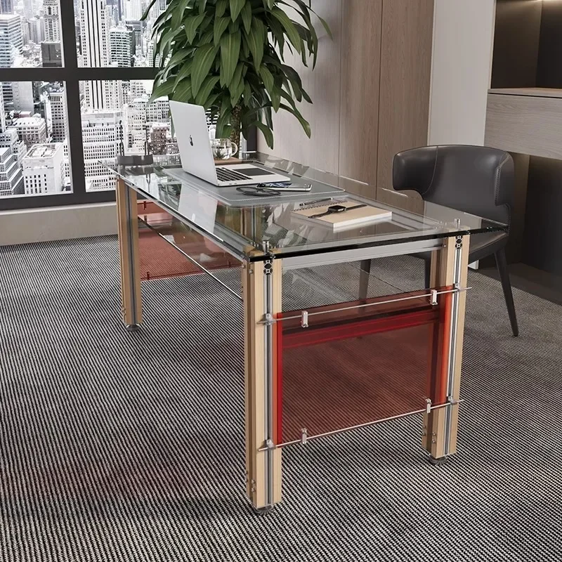 Computer desk Aluminum profile Tempered glass desk Office computer desk