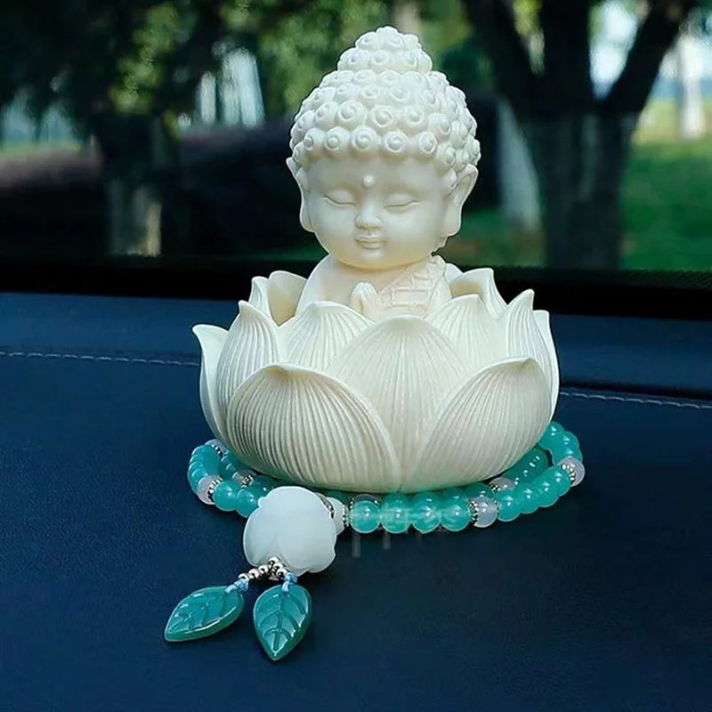 Q Version Lotus Tathagata Buddha Carved Buddha Statue Cute Character Model Home Desktop Decoration Accessories Gift Statue