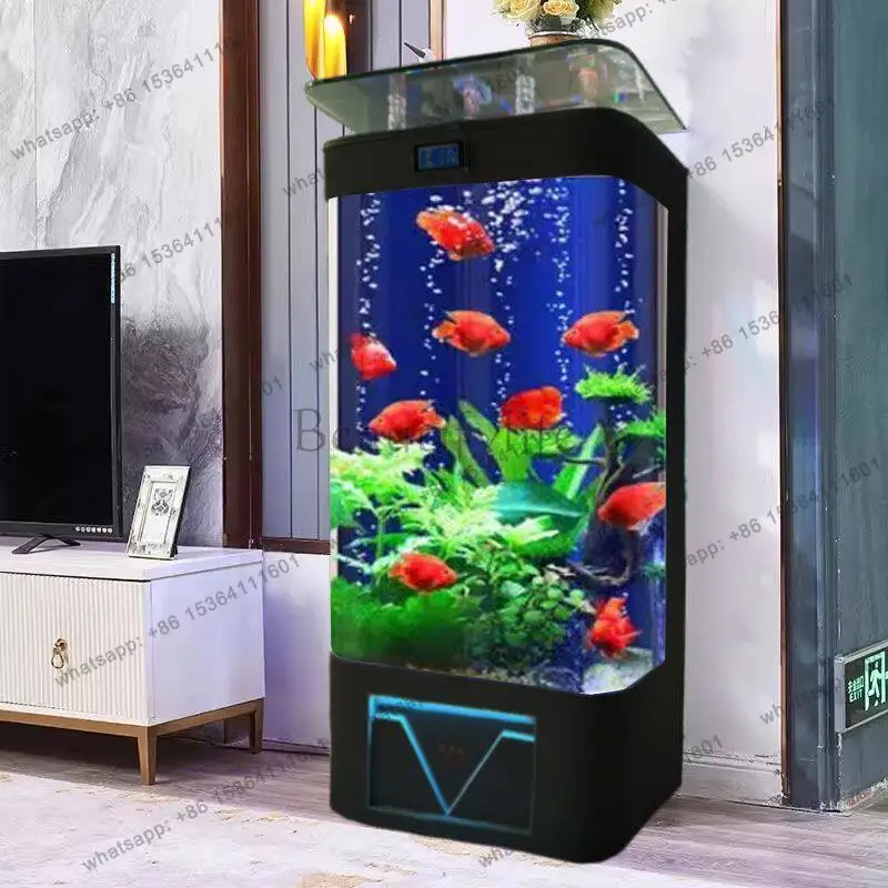 Light luxury new living room small household semi-circular floor glass aquarium ecology