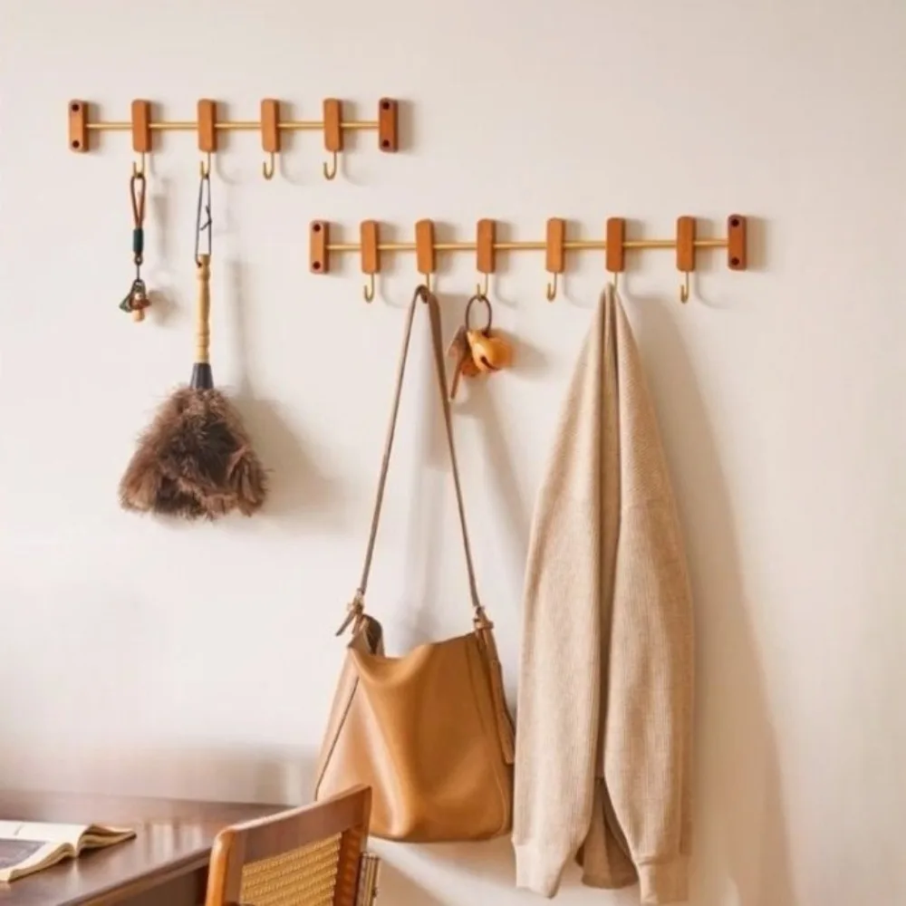 

Solid Wood Clothes Hook Creative Coat Storage Rack Nordic Clothes and Hats Wall Hanging Hooks Home Storage Organization