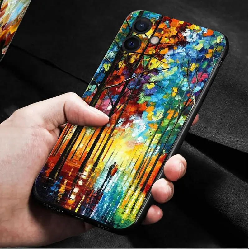 Custodia per telefono per Apple iPhone 15 14 13 12 11 Pro Max 13 12 Mini XS Max XR X 7 8 Plus Color Flower Landscape Oil Painting Art