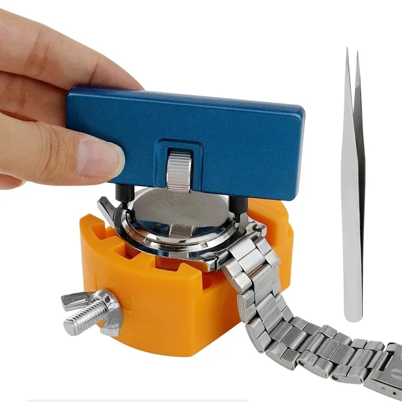 3 in 1 Watch Case Back Opener Repair Remover Holder Tool Kit Tweezer Adjustable Opener Back Case Press Closer Remover
