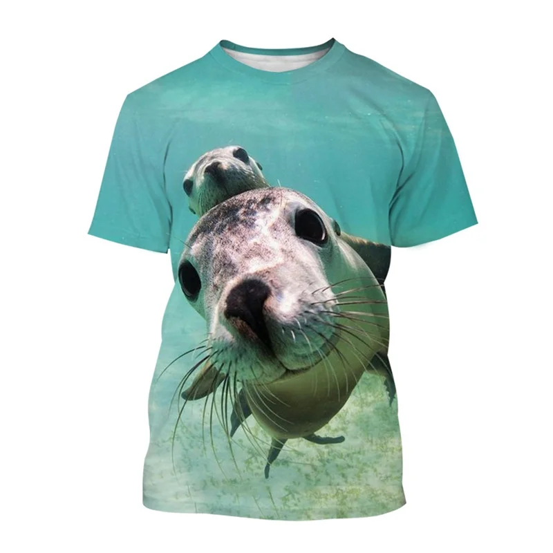 Cute Animal Sea Dog T Shirt 3d Print Women T-Shirt Comfortable Casual Street Short Sleeve O-Collar Top Trend Personality Tee