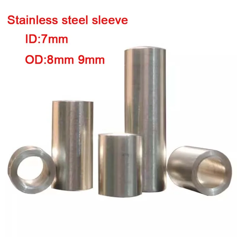 4-10Pcs ID 7mm OD 8mm 9mm Stainless Steel Spacer Bush Shaft Bushing Wear Resistant Bushing Inner Guide Sleeve No Thread Bushing