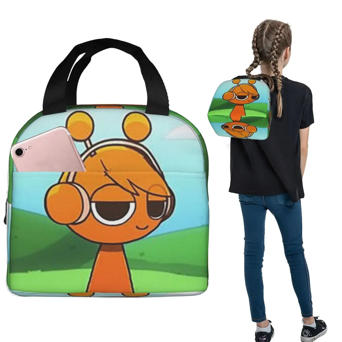 

Games Sprunki Insulated Lunch Bag for Women Kids Leakproof Food Boxes Thermal Lunch Box Tote