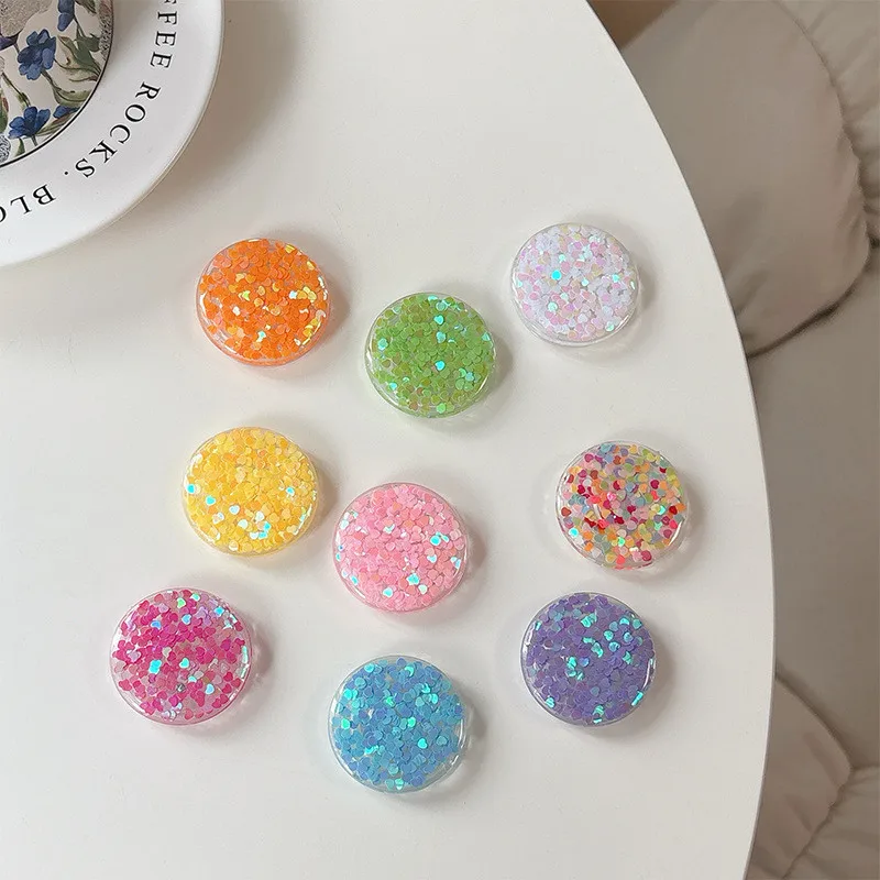 

Quicksand Glitter Circle Mobile Phone Stand Holder Fold Tok Support For IPhone 16 17 Xiaomi Phone Accessories Stand Holder