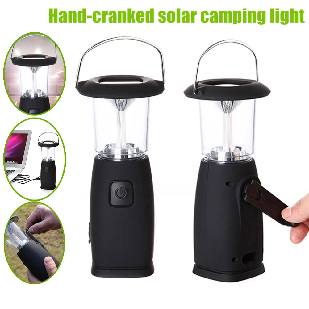 6 LED Solar Hand-Up Crank Camping Light Portable Tent Lantern For Garden Courtyard Fishing Hiking Picnic Outdoor Emergency Lamp