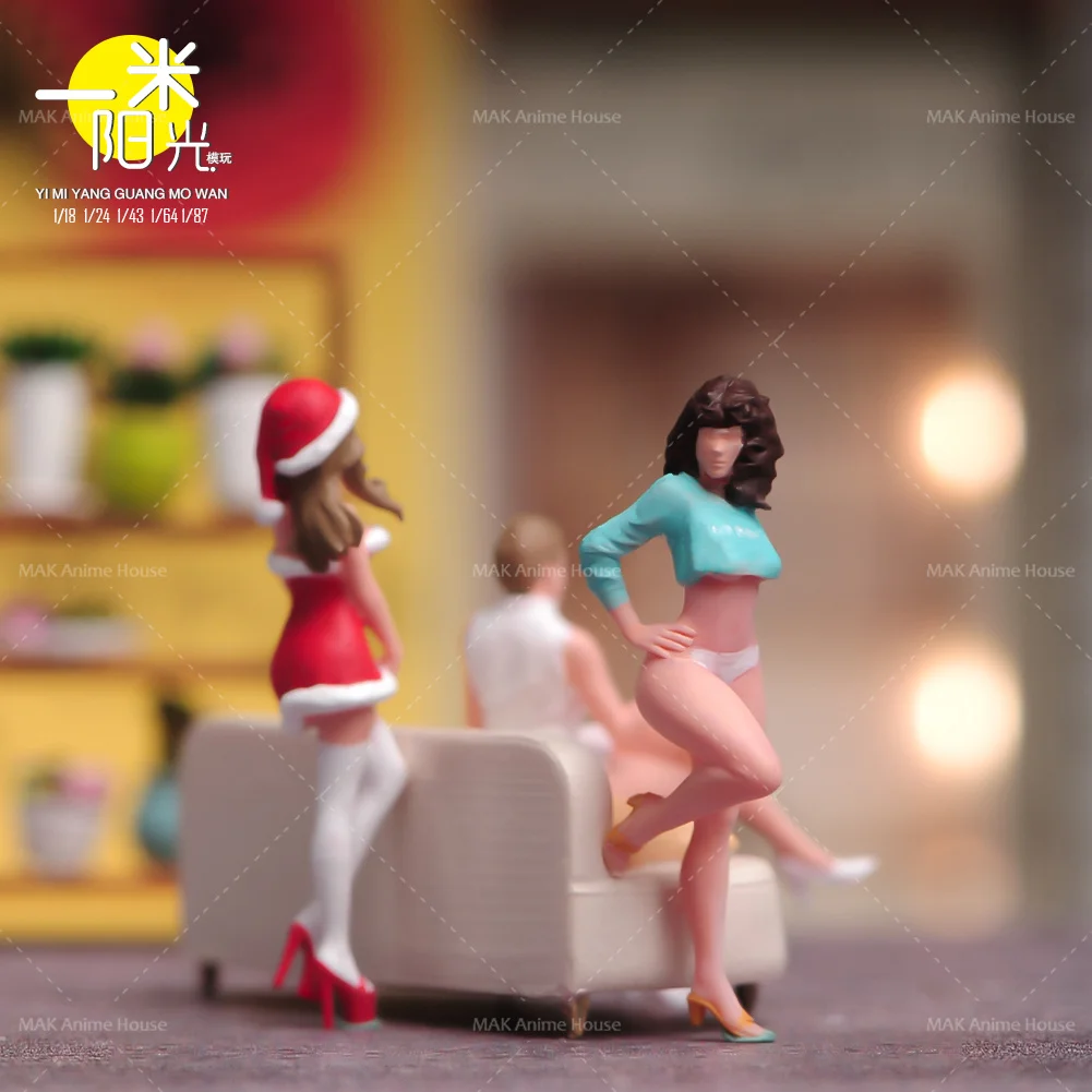 Miniatures Figures 1/64 Home Sexy Beauty Sisters Party Pumpkin Model Decoration Creative Photography Scene Dolls Toys