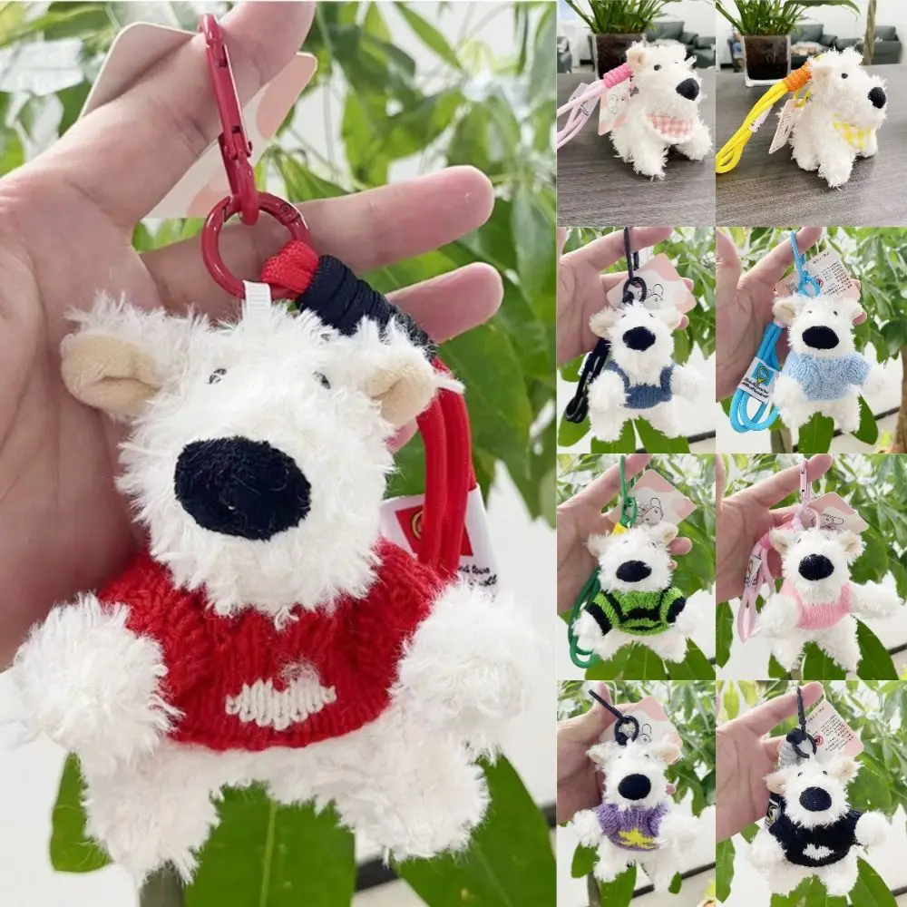 Western Highland Dog Keychain Bag Accessories Cute Plush Toy Doll Hangings Ornament Mobile Phone Pendant Car Keys Accessories