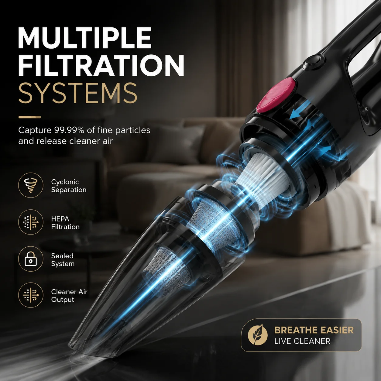 PBHPBH Corded Vacuum Cleaner, 26kPa Strong Suction, 5-Meter Cord Length, Suitable for Any Environment in the Home, Pet Hair Is No Problem, Equipped with a Crevice Tool, Corners Can Also Be Easily Cleaned