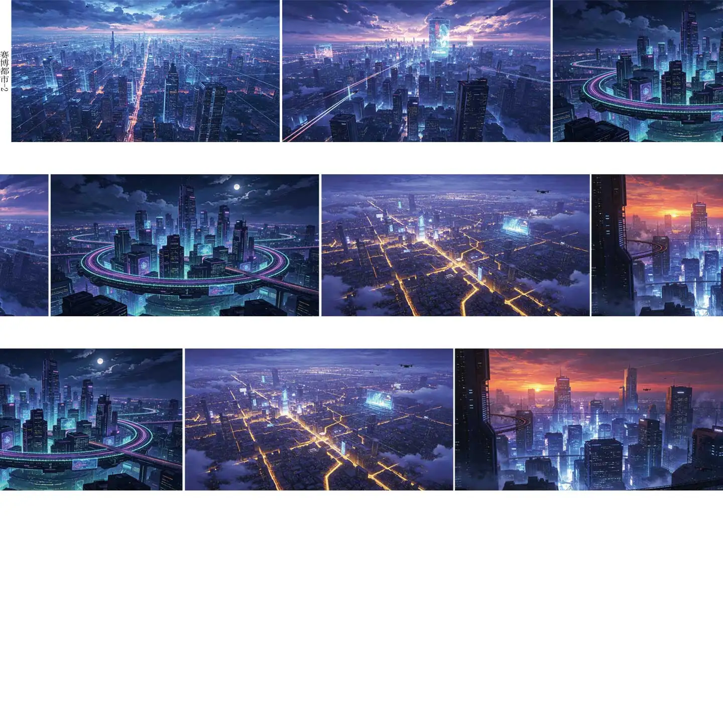DIY Cyberpunk City Large Background Washi Tape for Scrapbooking Collage Card Decoration Sticker