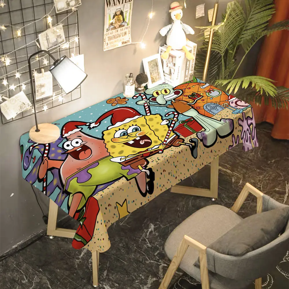 Kawaii SpongeBob SquarePants Patrick Star Wallpaper Cartoon Cute Room Makeup Desk Dust Cover Cloth Home Tea Table Tablecloth