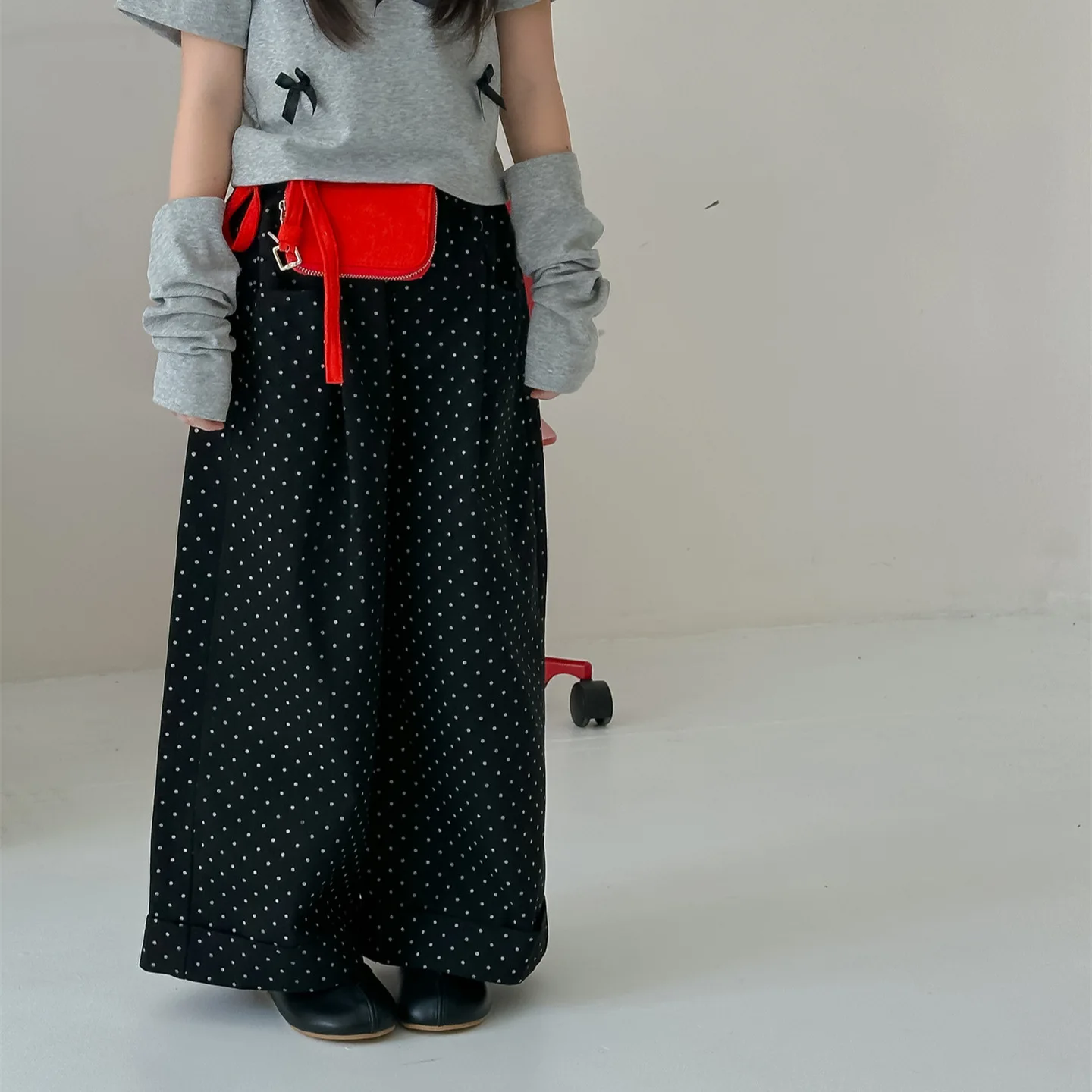 

Summer New Child Baby Girls Style High Waist Wide Leg Pants Loose Polka Dot Casual Trousers Spring and Autumn