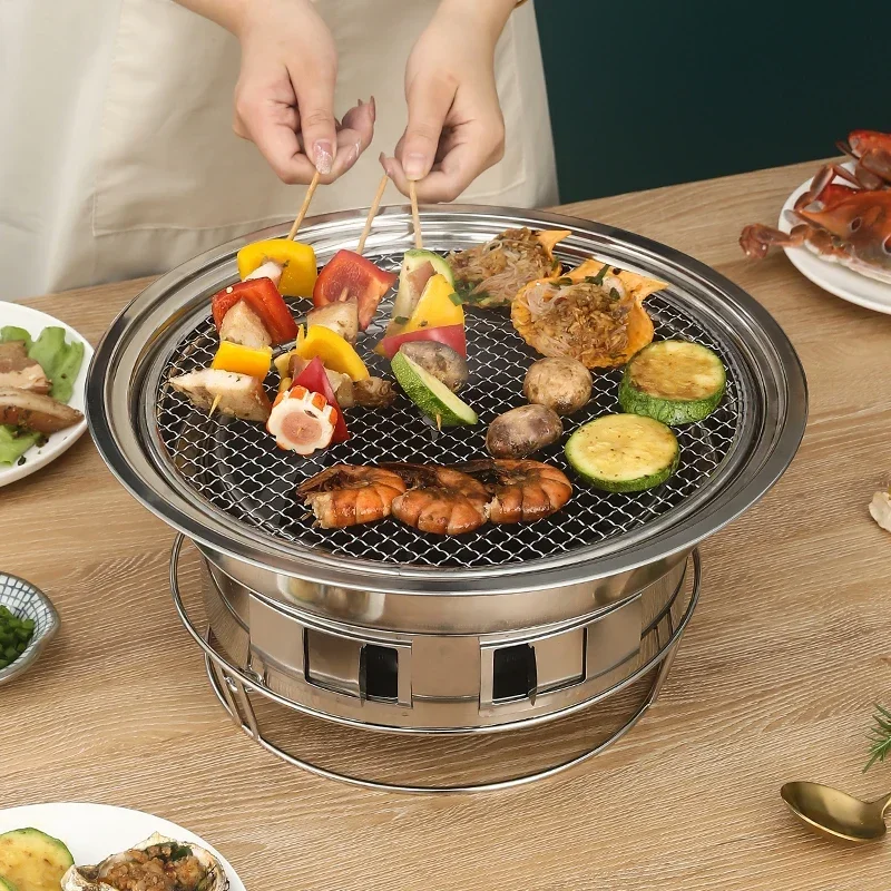 YYHC-Custom camping outdoor round grill Table top stainless steel grill tray portable grill