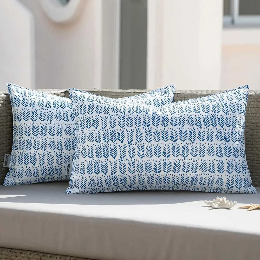 

Outdoor Lumbar Pillows With Inserts Set Of 2 Patio Waterproof Fade Resistant Fluffy Throw Pillows Decorative Garden Spring
