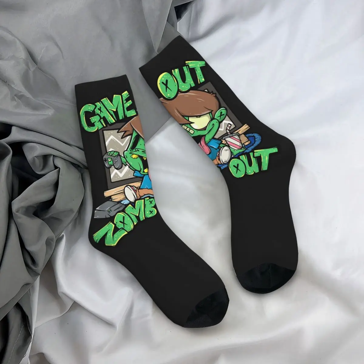 Herren Kompression socken Zombie Kind Spieler Retro Harajuku Zombie Video Gamer Street Style Neuheit nahtlose Crew verrückte Socke