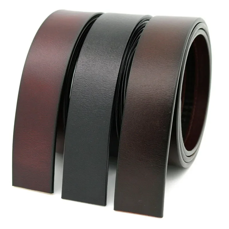 Men\'s Cow Leather No Buckle 3.5cm Wide Real Genuine Leather Belt Without Automatic Buckle Strap Designer Belts Men High Quality