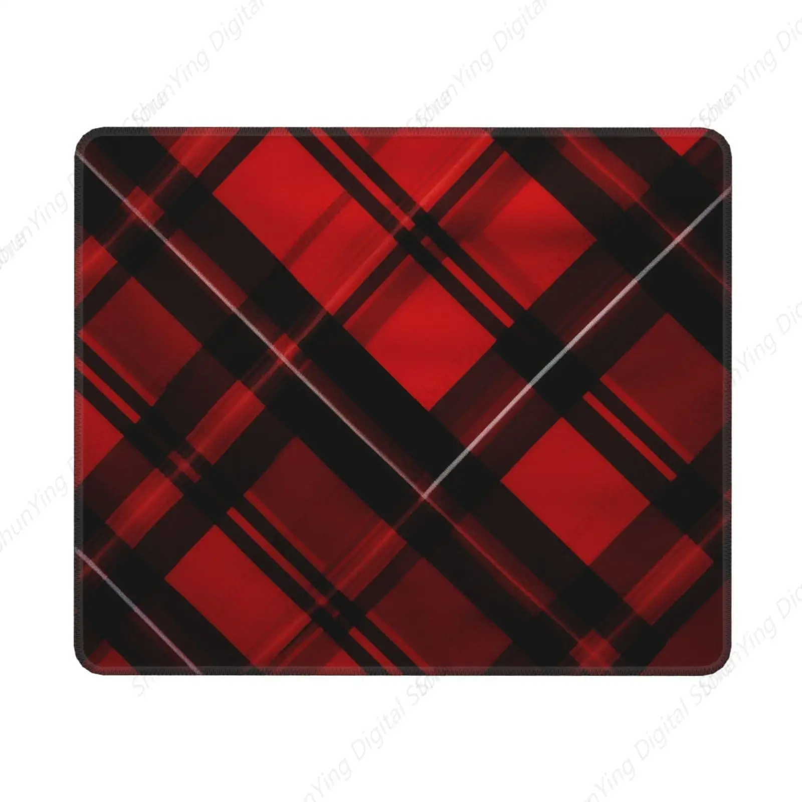 Tapis de souris lavable à grille rouge et noire avec caoutchouc antidérapant, tapis de clavier d'ordinateur, décoration de bureau, cadeau, 18x22cm