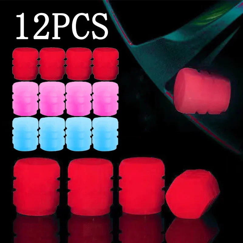 

12Pcs Mini Red Luminous Tire Valve Caps Car Motorcycle Glowing Valve Cover Tire Wheel Hub Styling Decor Auto Moto Accessories