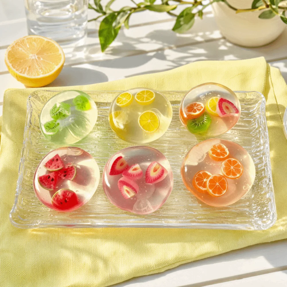 Strawberry Coconut Oil Squishy Ball Watermelon Transparent Fruit Coconut Balls Squeeze Slow Rising Clear Jelly