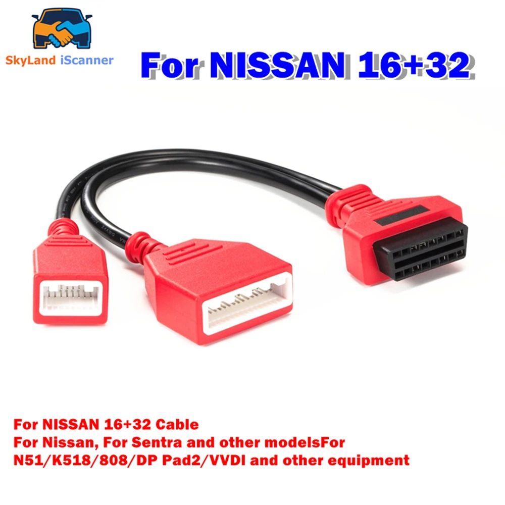 

Новейший OBD-адаптер для шлюза 16 + 32 подходит для Nissan 16 + 32 ключа не требуется пароль работает с адаптерами IM608/IM508/Lonsdor K518 OBD2