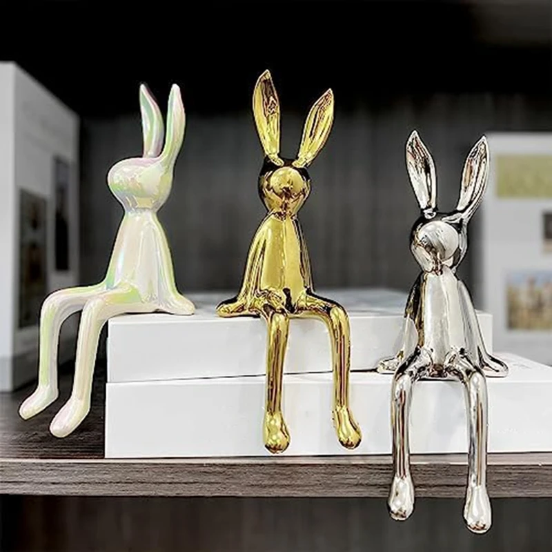 

Rabbit Small Sitting Posture Ornaments Soft High Sense Living Room TV Cabinet Wine Cabinet Office Desktop Decorations