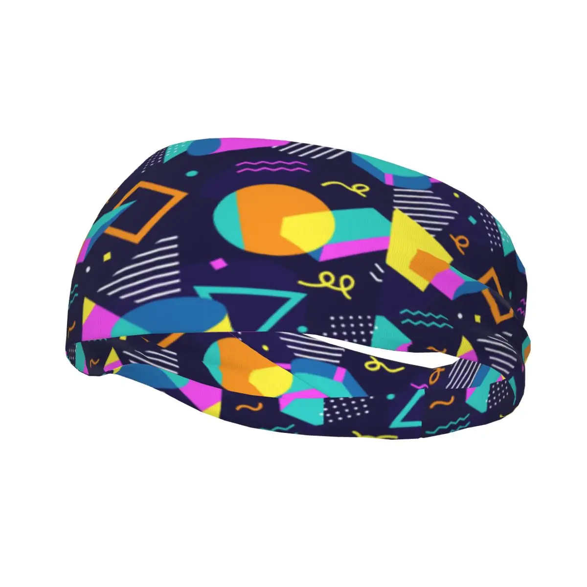 Sports Headband Geometric 80s Style Fitness Sweatband Absorbent Cycling Jog Hair Bandage