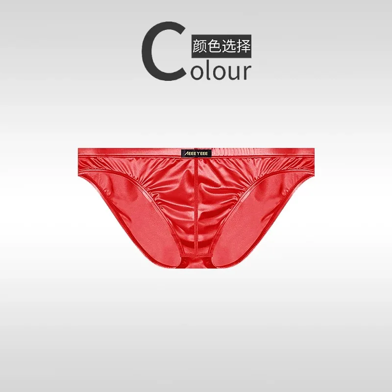 Men's Brief Underwear Low Waist Ultra-thin Ice Silk Fully Transparent Tight Fitting Bikini