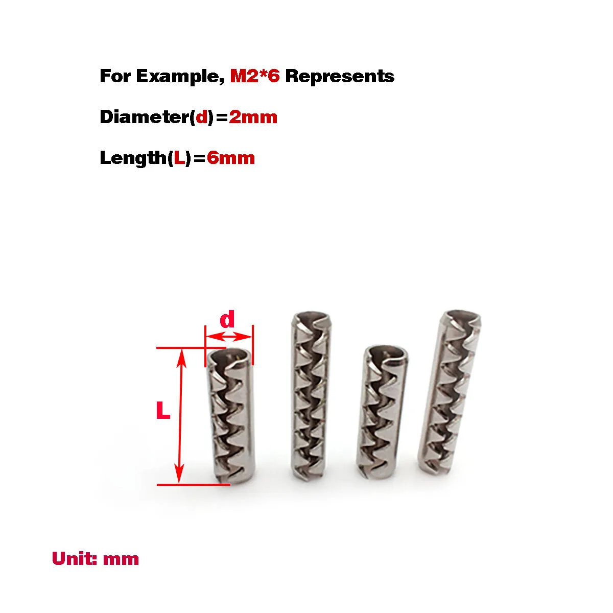 304 Stainless Steel Toothed Open Elastic Pin/Toothed Cylindrical Pin