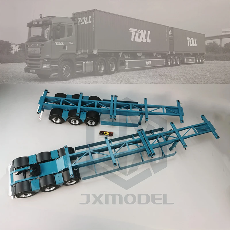 

Double semi-trailer chain trailer-JXMODEL-TOLL Tamiya tractor super long trailer container 1/14 truck RC model