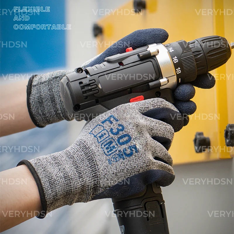 3pairs Safety Work Gloves High Performance For Men&Women Multi-Purpose Firm Non-Slip Grip Cut-Resistant Nitrile Foam Coated