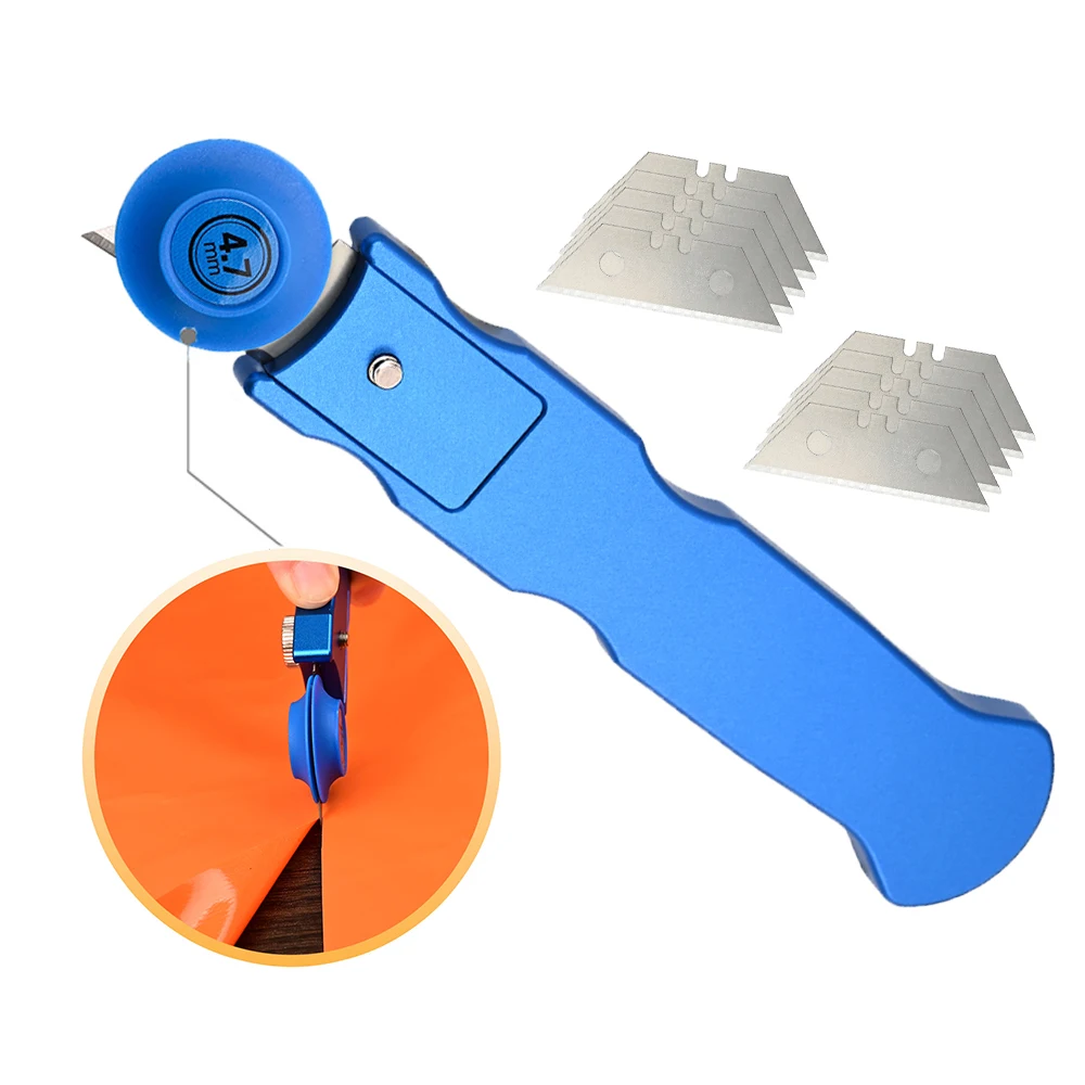 EHDIS Precise Car Wrap Film Roller Cutter Alloy Blank Holder Wheel-Guided Cutting Knife Set with Spare 10pcs Carbon Steel Blade